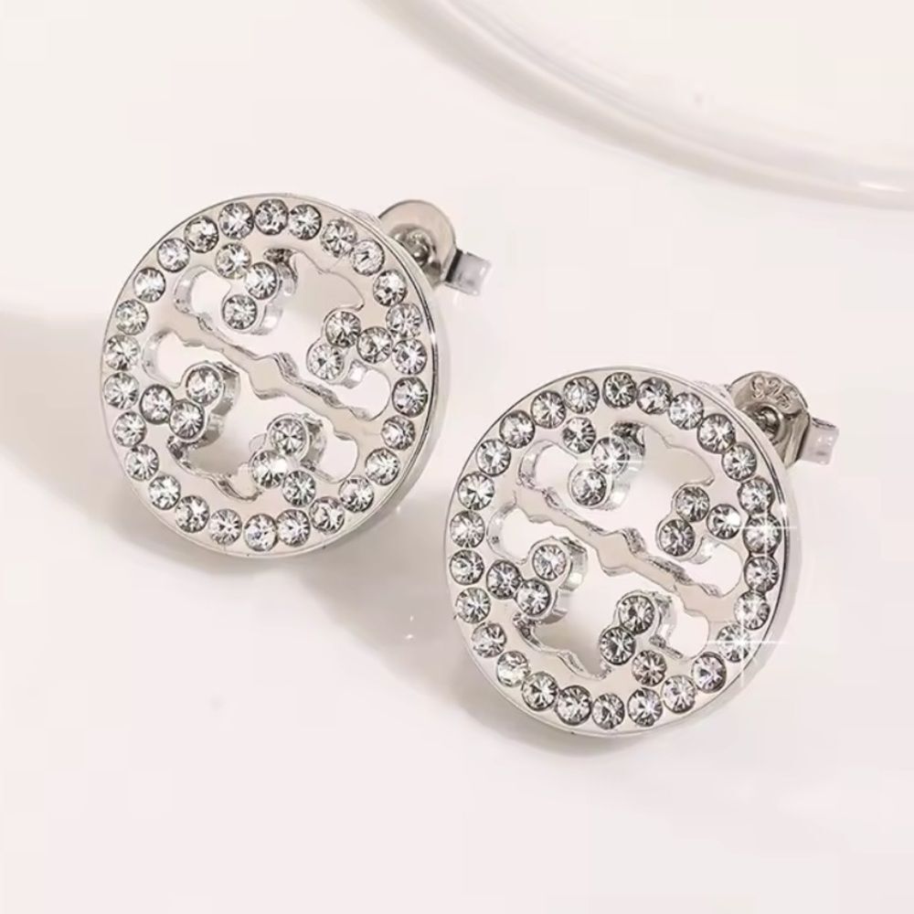 Burch Silver Crystal Stud Earrings cubic zirconia inspired